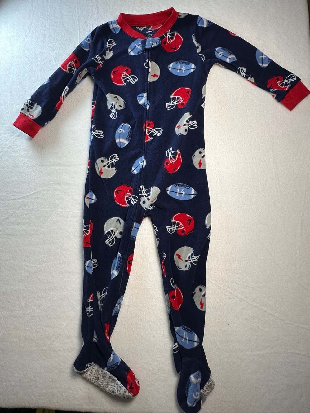 Carter's Toddler Boys' Fleece Footed Sleeper Pajamas with Football and Helmet Pr